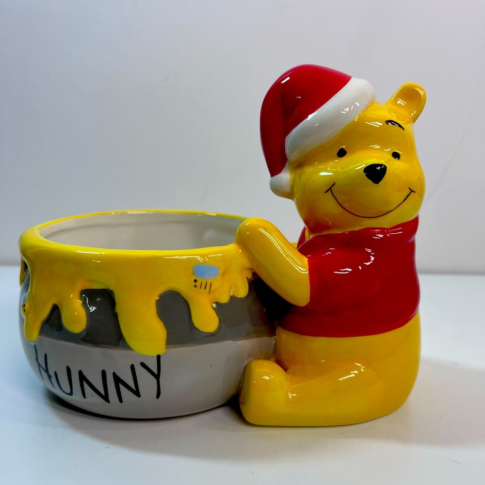 Disney Winnie The Pooh Holiday Hunny Pot Candy Dish Bowl Never Used So Cute!